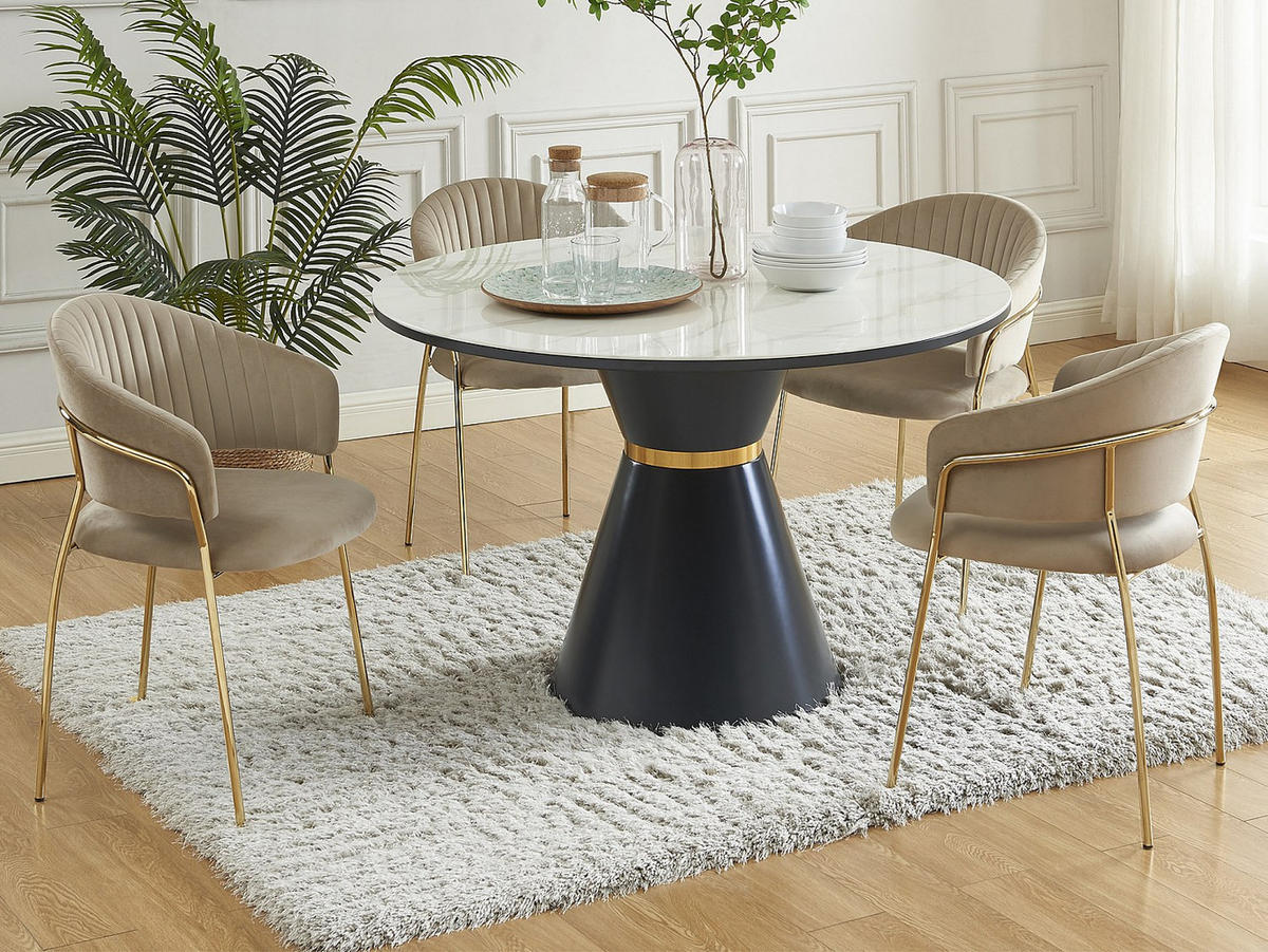 STUHL 6er-Set - Samt & Metall goldfarben - Beige - MADOLIA - Beige, Textil (55/81/55cm) - Pascal Morabito