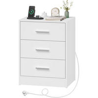 NACHTTISCH, Beistelltisch mit Ladefunktion, Weiß - Weiß, Holzwerkstoff (39/54/28cm) - Woltu