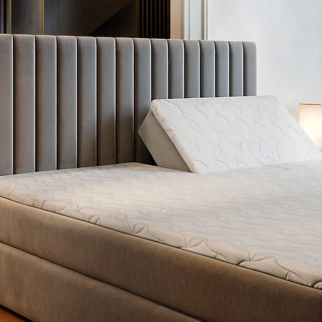 Thumbnail - Masseno Boxbett, Hellblau, Holz, H2 + H3, 180x200 cm, Schlafzimmer, Betten, Boxspringbetten