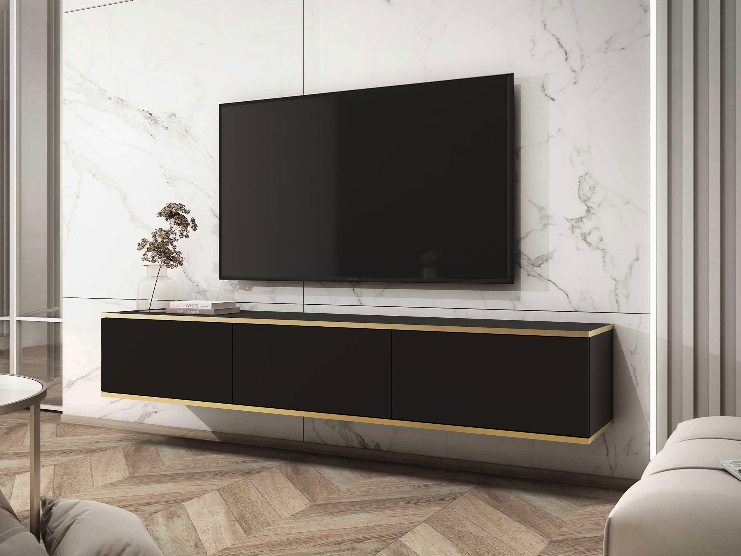 TV-LOWBOARD Oro I - Schwarz, Holzwerkstoff (175/30/32cm) - MIRJAN24