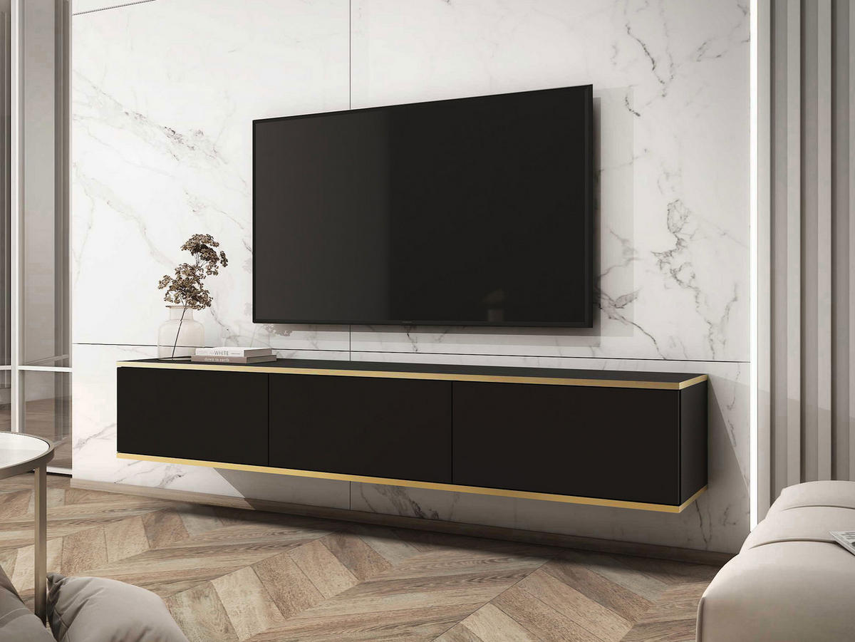 TV-LOWBOARD Oro I - Schwarz, Holzwerkstoff (175/30/32cm) - MIRJAN24
