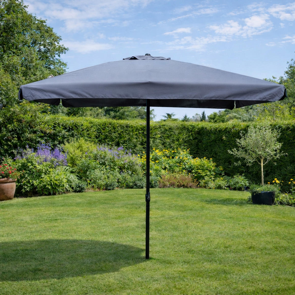 SONNENSCHIRM palerme grau quadratisch 2 95 x 2 95 cm gerade - Grau, Metall (295/295cm) - Concept Usine