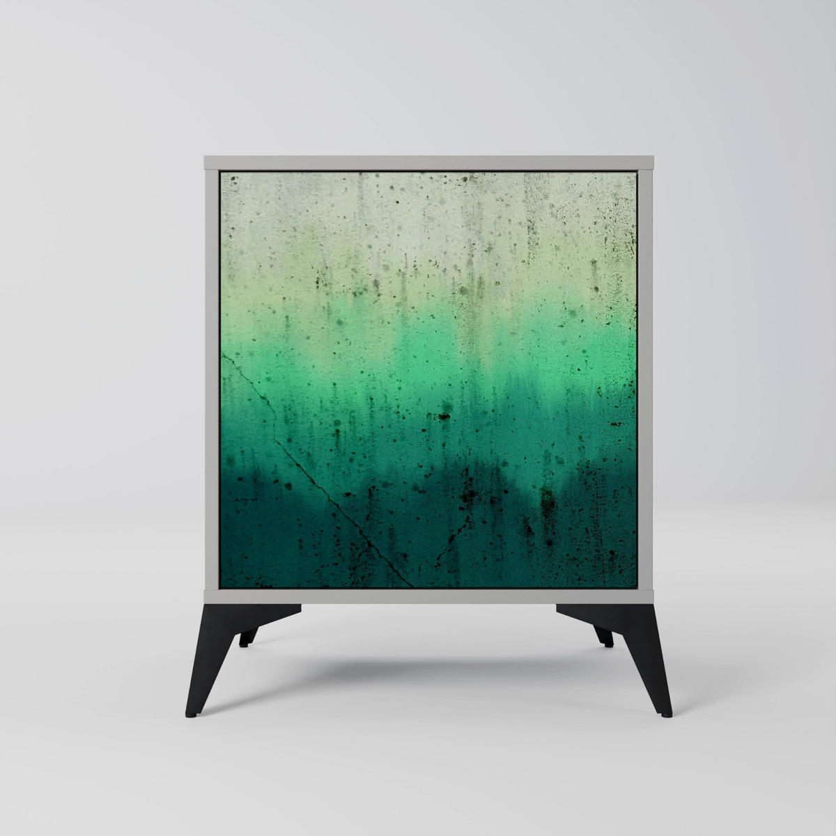 SIDEBOARD NORTHERN LIGHTS, Grau, 57,5x42x77,5 cm, Schräge Buchenholzfüße - Buchefarben/Multicolor, Holzwerkstoff/Buchenholz (57.5/77.5/42cm) - SpaceRebels