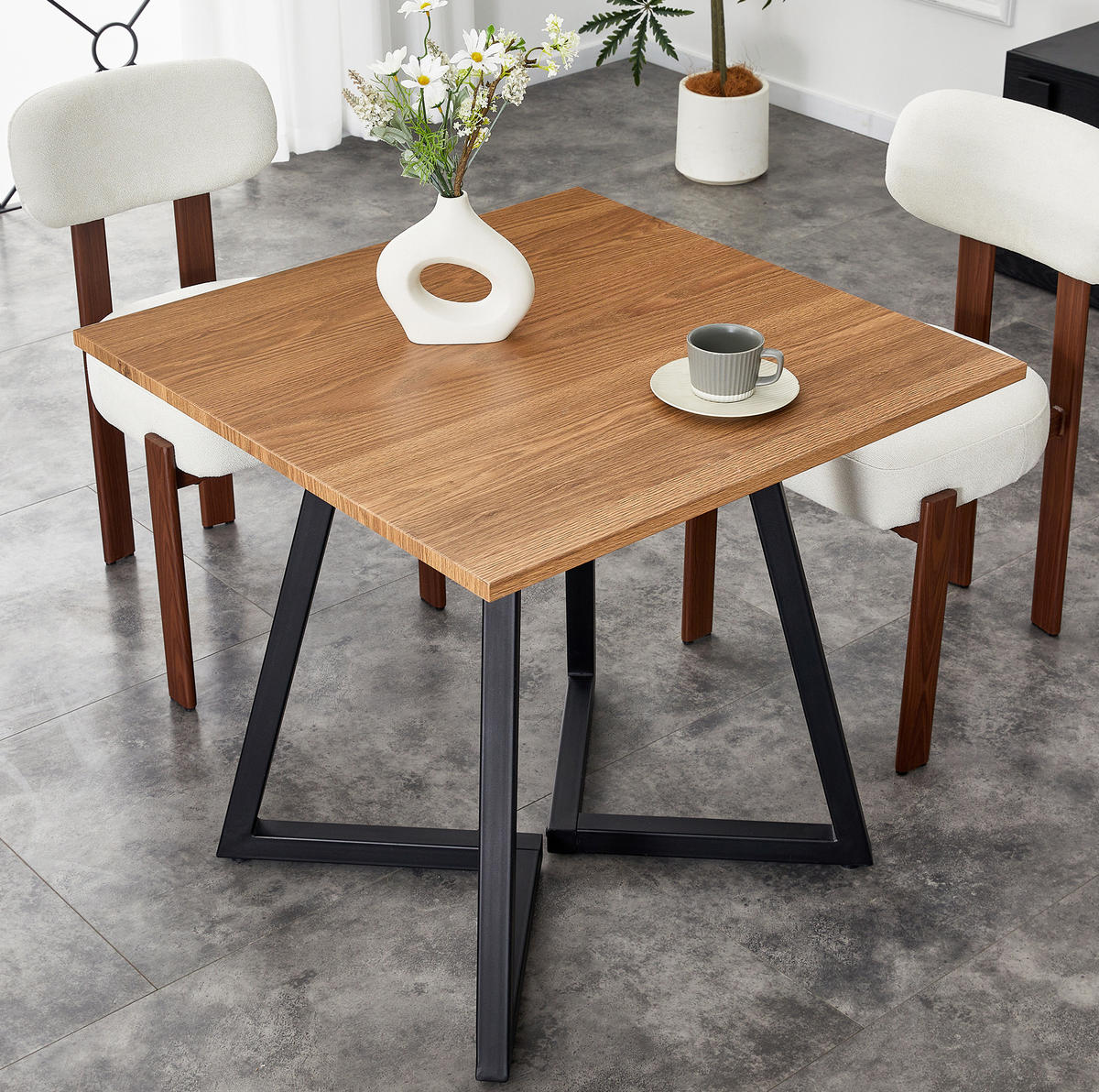 ESSTISCH aus Holz und Metall 80x80x75 cm Schwarz/Braun für 4 Personen, vielseitig und platzsparend - Schwarz, Holzwerkstoff (80/80/75cm) - Modfu
