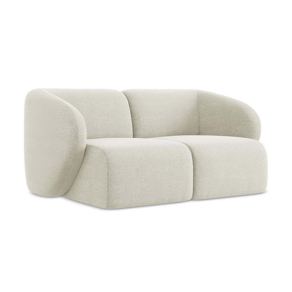 2-SITZER-SOFA Bouclé Stoff Beige - Sandfarben/Schwarz, Holzwerkstoff/Kunststoff (174/75/94cm) - LaMiaSofa