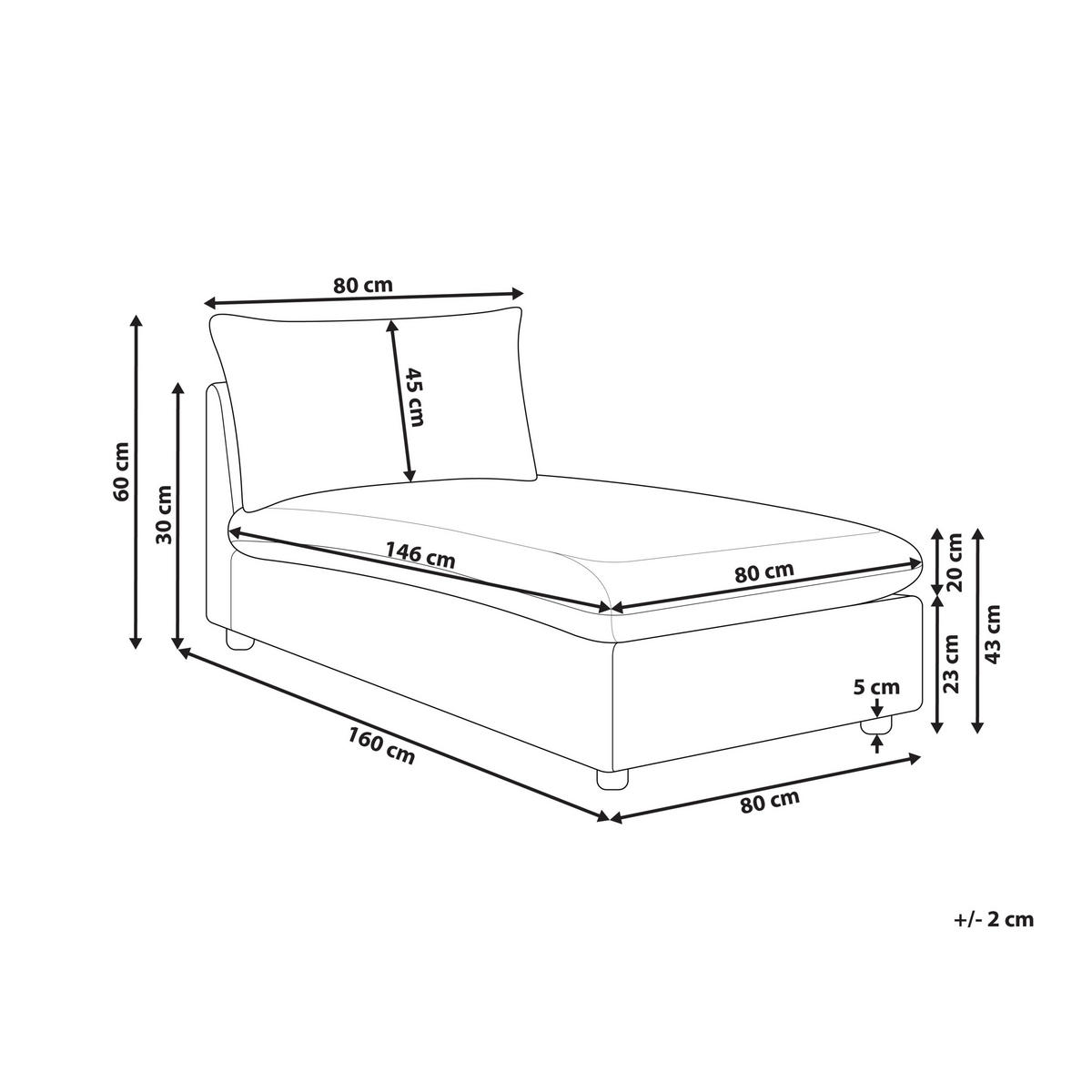 ČALOUNĚNÉ LEHÁTKO CHAISE LONGUE Látka Krémově bílé Vizille - bílá/černá, textil (80/60/160cm) - Beliani