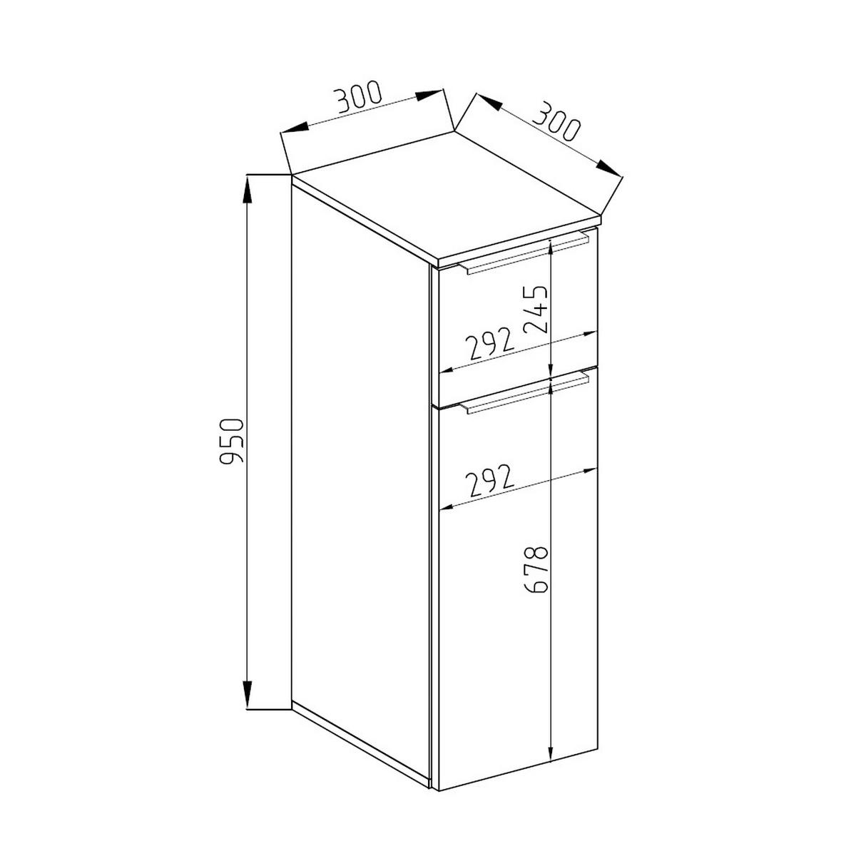 MIDISCHRANK Otis Weiß Hochglanz 30 x 95 cm - Weiß Hochglanz/Weiß, Holzwerkstoff (30/95/30cm) - Vicco