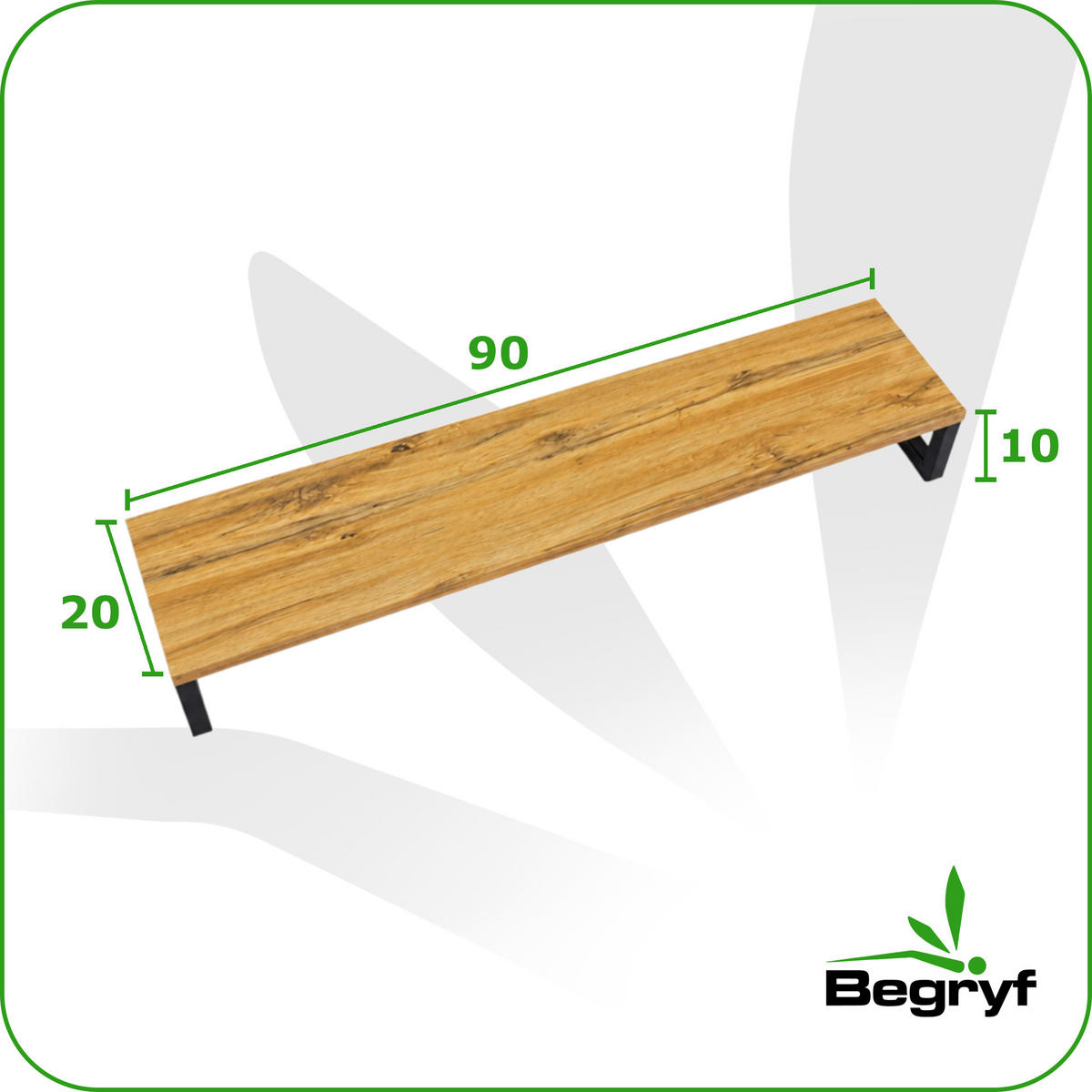 MONITORSTÄNDER MDF Metall Eiche Schwarz 90 x 20 x 10 cm erhöhte Ablage - Eichefarben, Holzwerkstoff (20/90/10cm) - Begryf