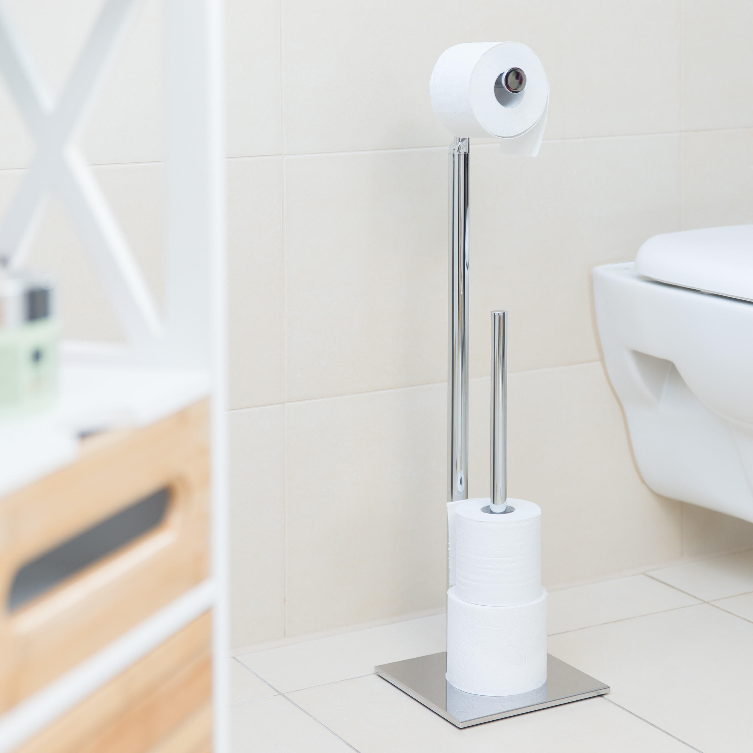 TOILETTENPAPIERHALTER - Silberfarben, Metall (20/71/20cm) - Relaxdays