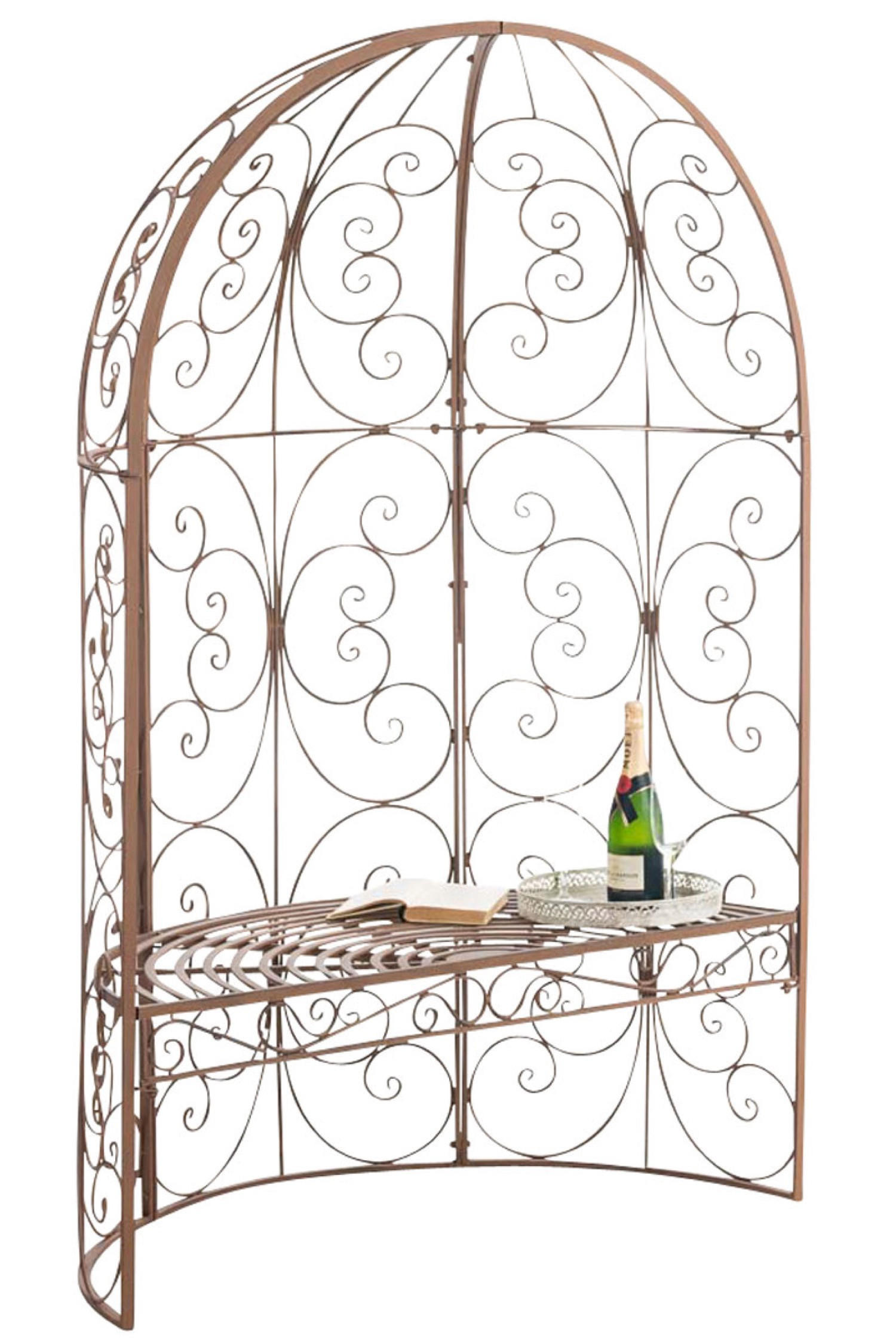 HALBPAVILLON Rosalia mit Sitzbank antik braun - Braun, Metall (120/178/58cm) - TPFGarden