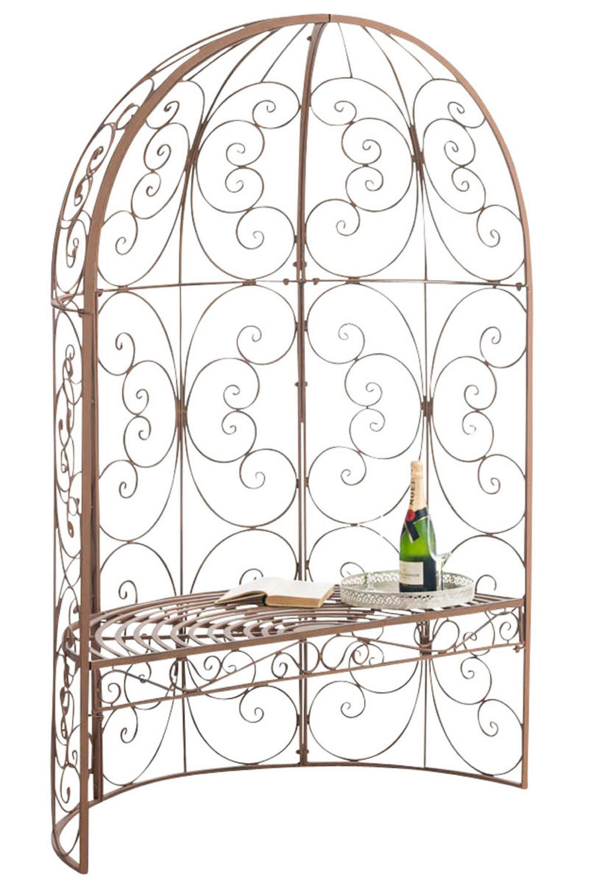 HALBPAVILLON Rosalia mit Sitzbank antik braun - Braun, Metall (120/178/58cm) - TPFGarden