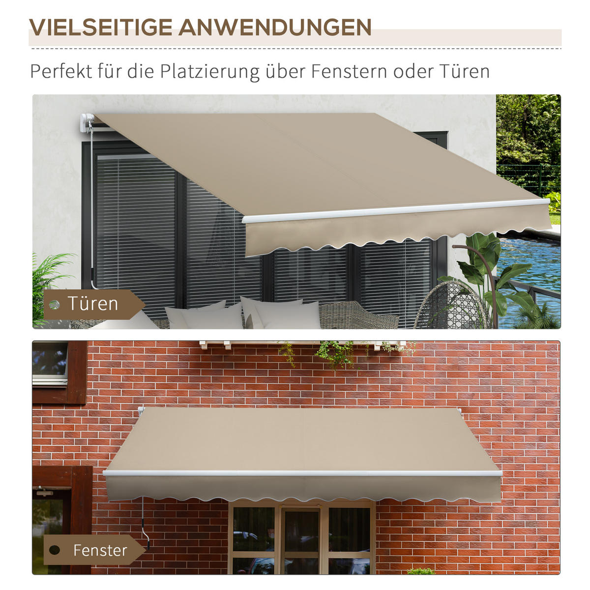 MARKISE 3,95 m Aluminium beige - Beige, Textil (395/300cm) - Fortuna Lai