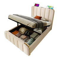 POLSTERBETT 90/200 cm Beige aus Leinen mit Stauraum und Matratze - Beige, Textil (90/200cm) - OKMYHOME