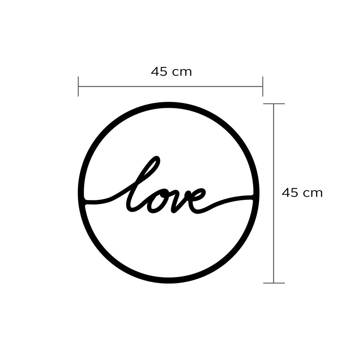 WANDDEKORATION Metall Nr. 17 To Love Schwarz 45/1,5/45 cm - Schwarz, Metall (45/45/1.5cm) - Decortie