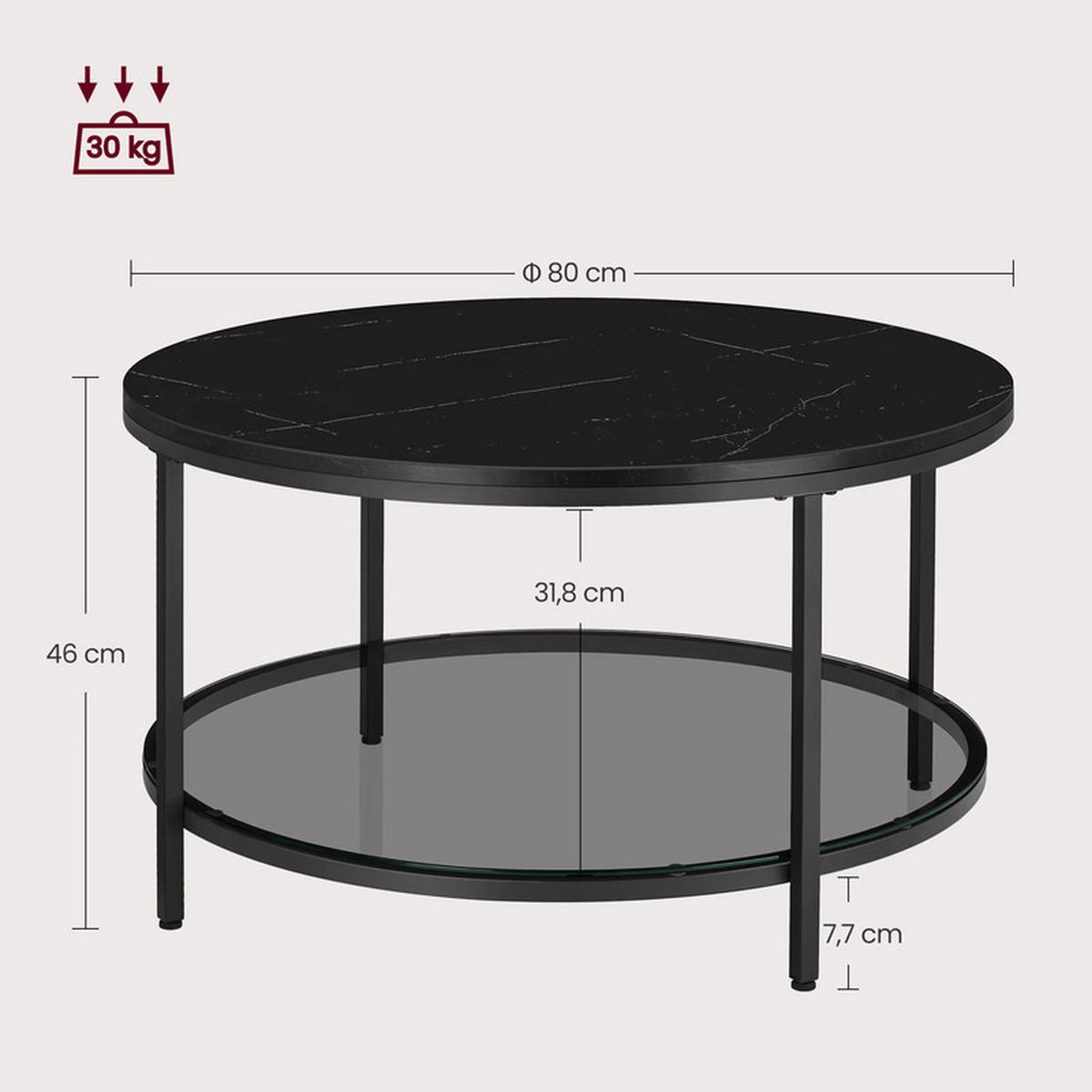 COUCHTISCH mit Glasplatte Modern Wohnzimmer Beistelltisch Sofa - Schwarz, Holz (80/80/46cm) - Kaket