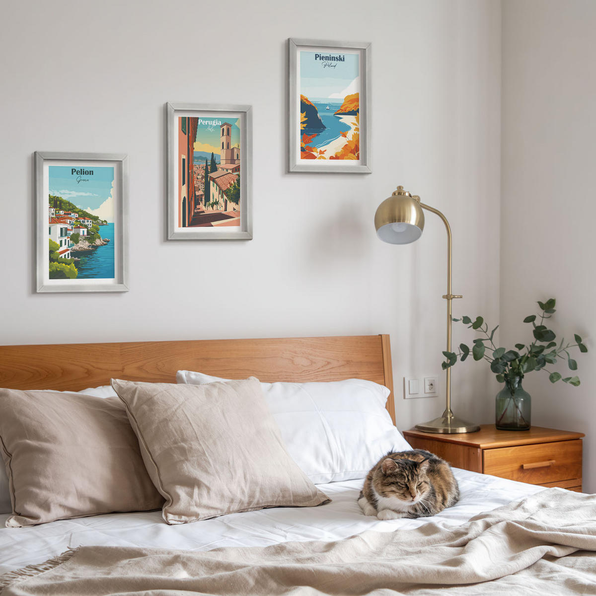 WANDBILDER 3er Set - 20x30 cm Silberner Rahmen - Malerische Retro-Landschaften - Silberfarben, Kunststoff (20/30cm) - ArtPrintCave