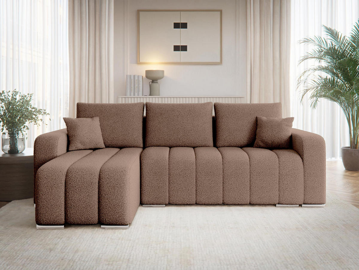 COLTAR Pufetto Boucle - argintiu/maro deschis, material textil/lemn (244/147cm) - MIRJAN24