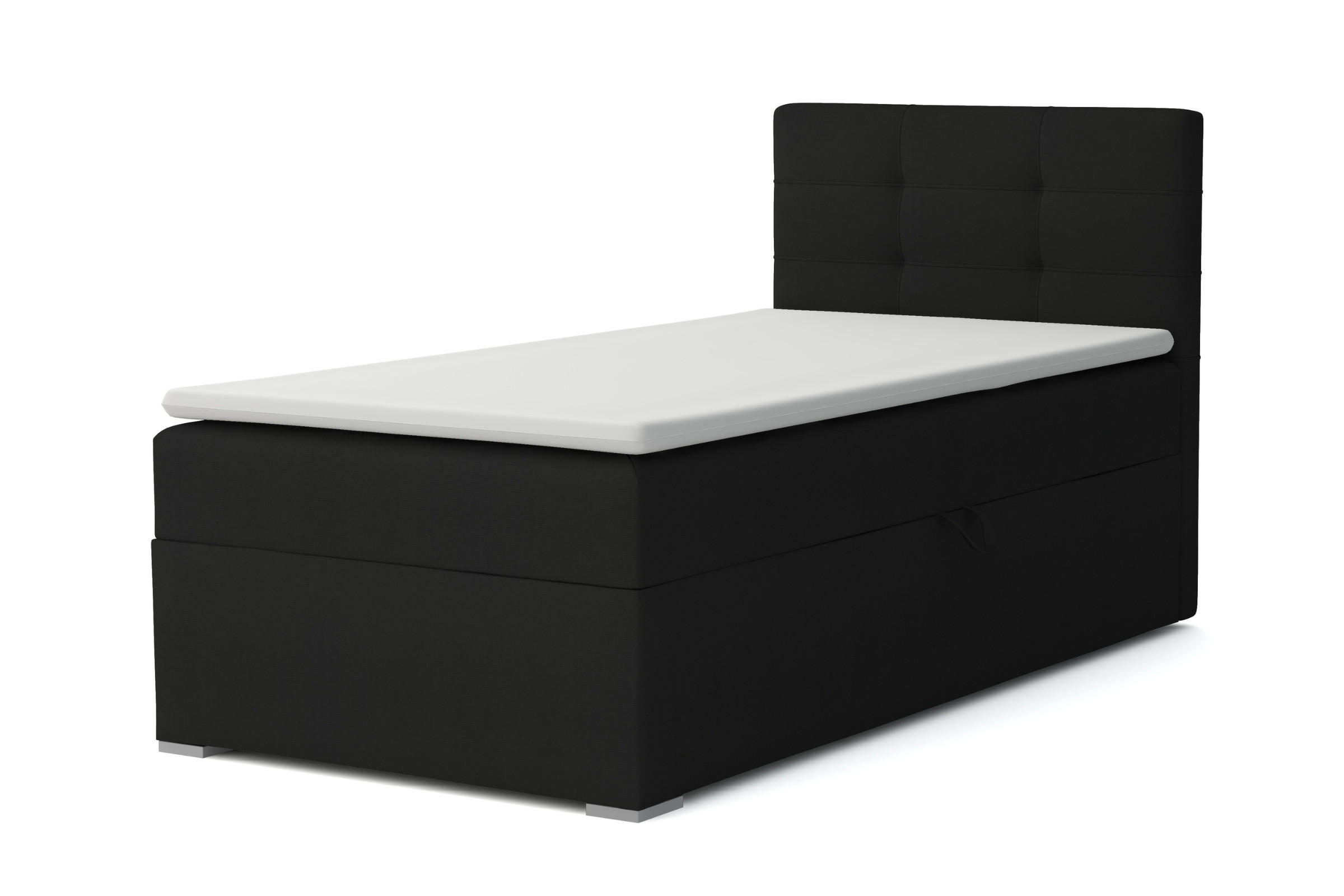 BOXBETT FLO 100/200 in Velours Schwarz rechts H4 - Schwarz, Holz/Holzwerkstoff (100/200cm) - Deine Möbel 24