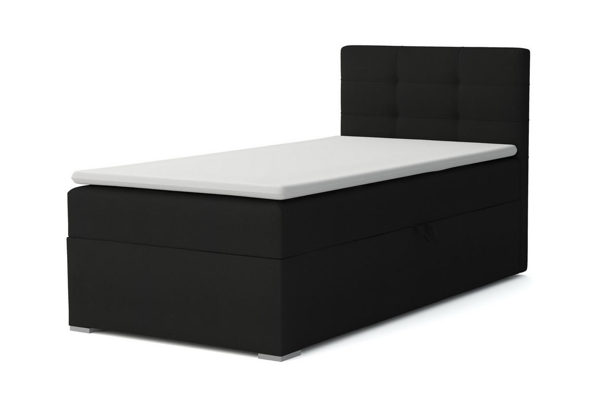 BOXBETT FLO 100/200 in Velours Schwarz rechts H4 - Schwarz, Holz/Holzwerkstoff (100/200cm) - Deine Möbel 24