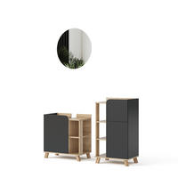 BADMÖBEL-SET Karen Anthrazit 3 Teile, mit Midischrank - Anthrazit, Holzwerkstoff (60/65/35cm) - Vicco
