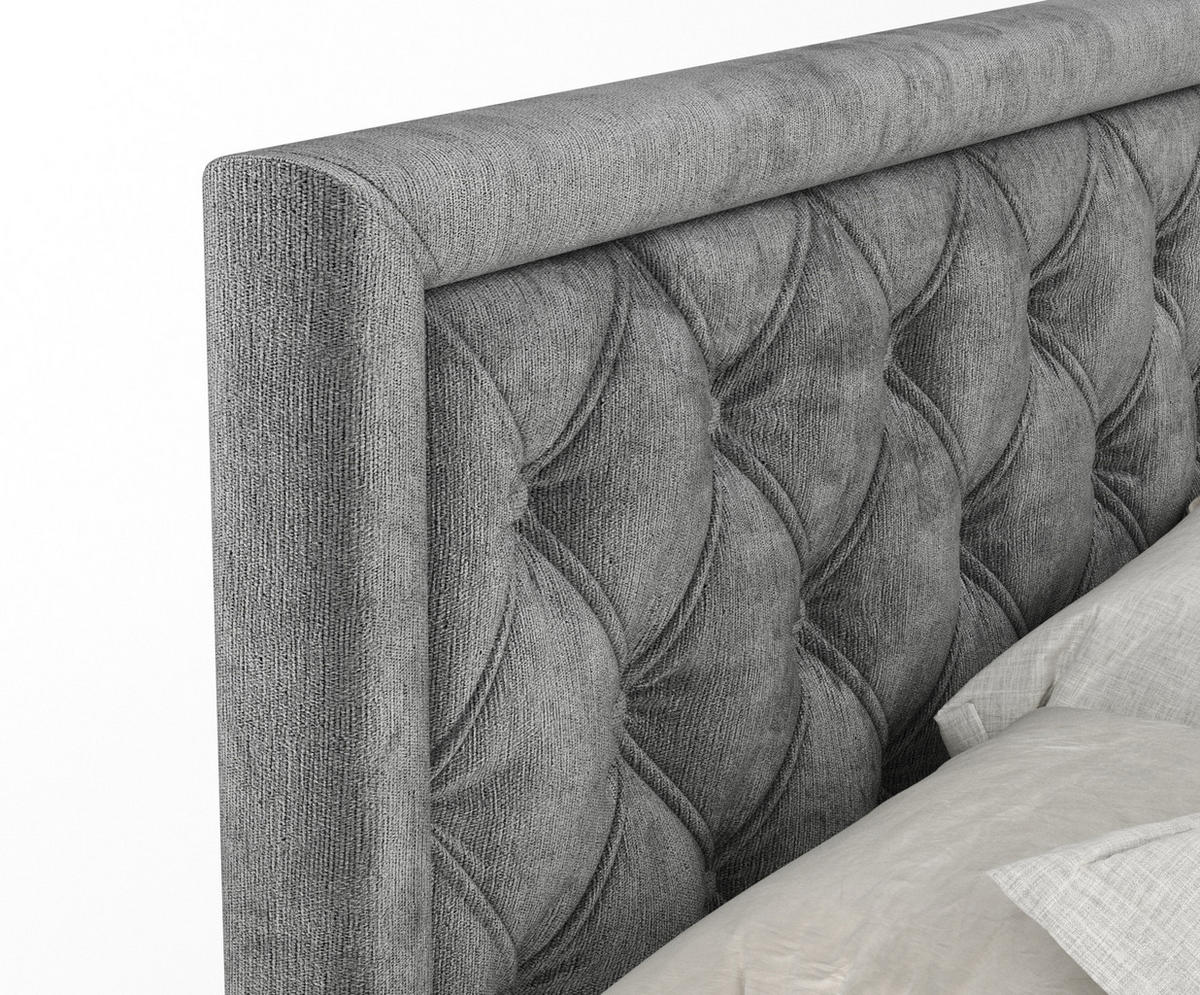 BOXSPRINGBETT Aurelia Grau 180/200 cm - Schwarz/Grau, Holz/Holzwerkstoff (180/200cm) - Maison de Reve