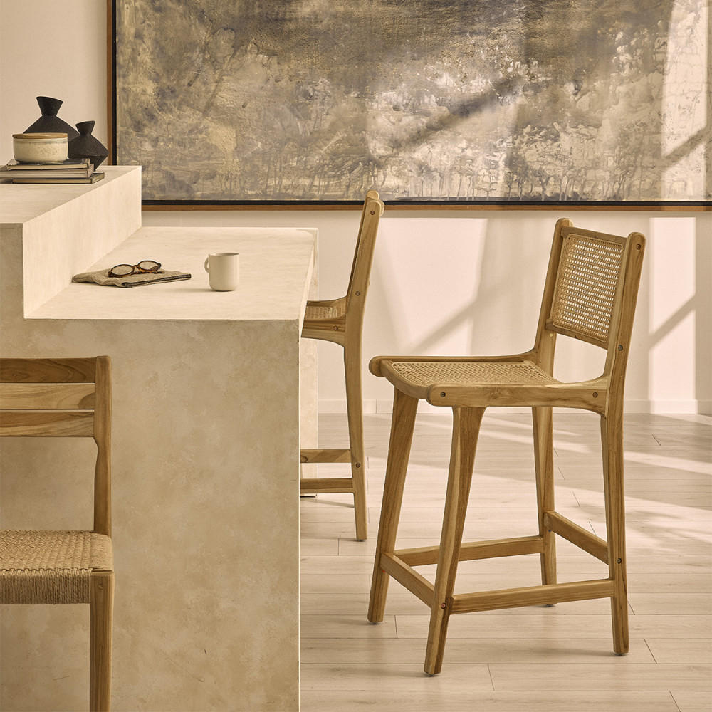BARHOCKER - Klares Holz - 2er-Set - Eschefarben, Holz (47/100/59cm) - Drawer
