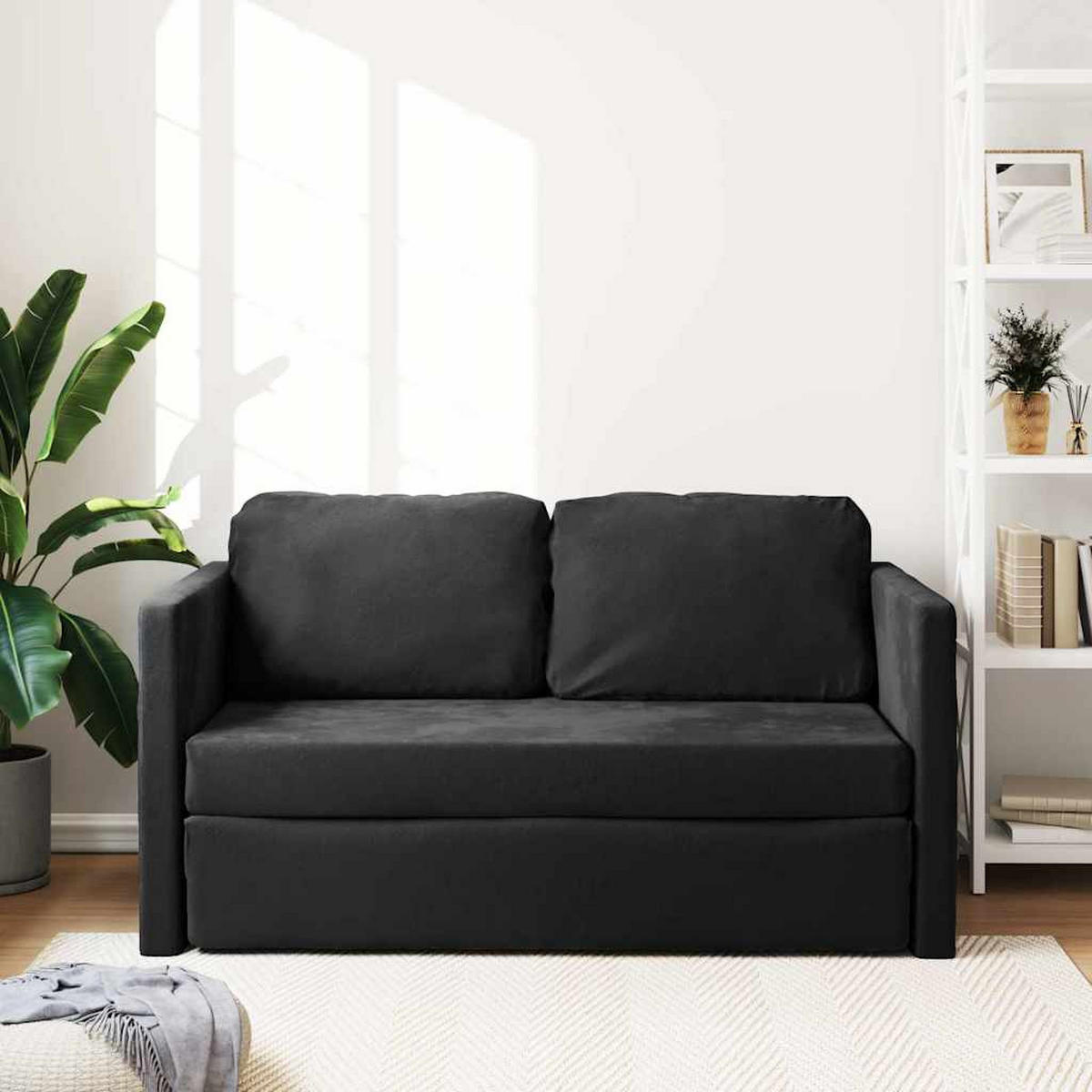 SCHLAFSOFA Brown - Schwarz, Naturmaterialien (122/70/55cm) - Nettlife