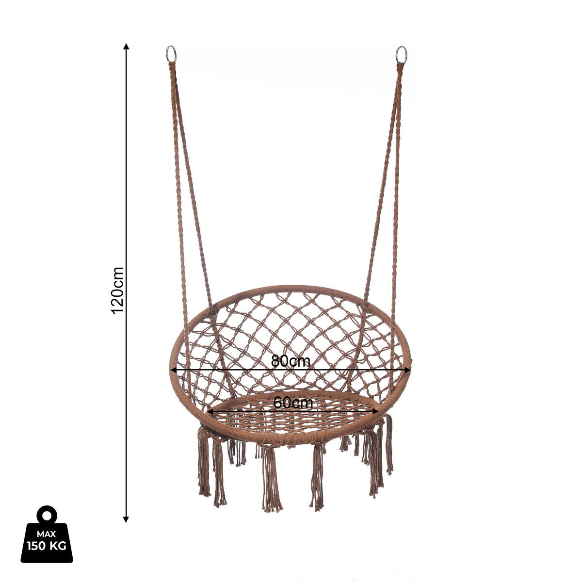 HÄNGESESSEL Braun 80/60/120 cm - Braun, Textil (80/120/60cm) - Mobili Rebecca