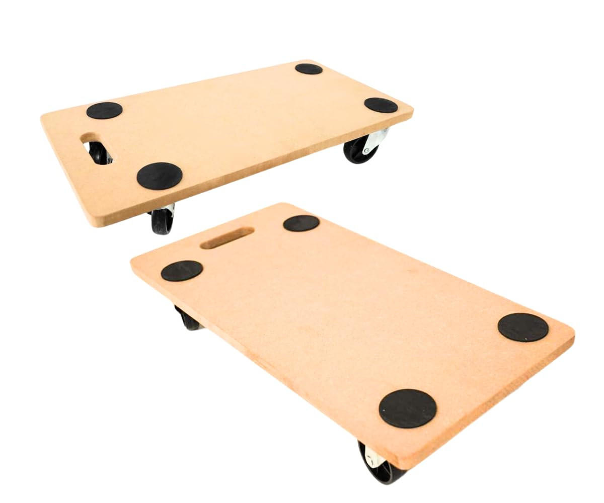 TRANSPORTROLLER mit 4 Rollen 11,5x30x60cm Traglast 200kg MDF Holzplatte Braun 2 Stück - Hellbraun, Holzwerkstoff (60/30/11.5cm) - PROREGAL