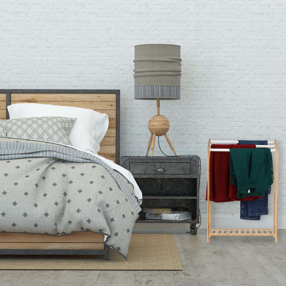 HANDTUCHSTÄNDER - Hellbraun, Holz (53/78/24cm) - Relaxdays