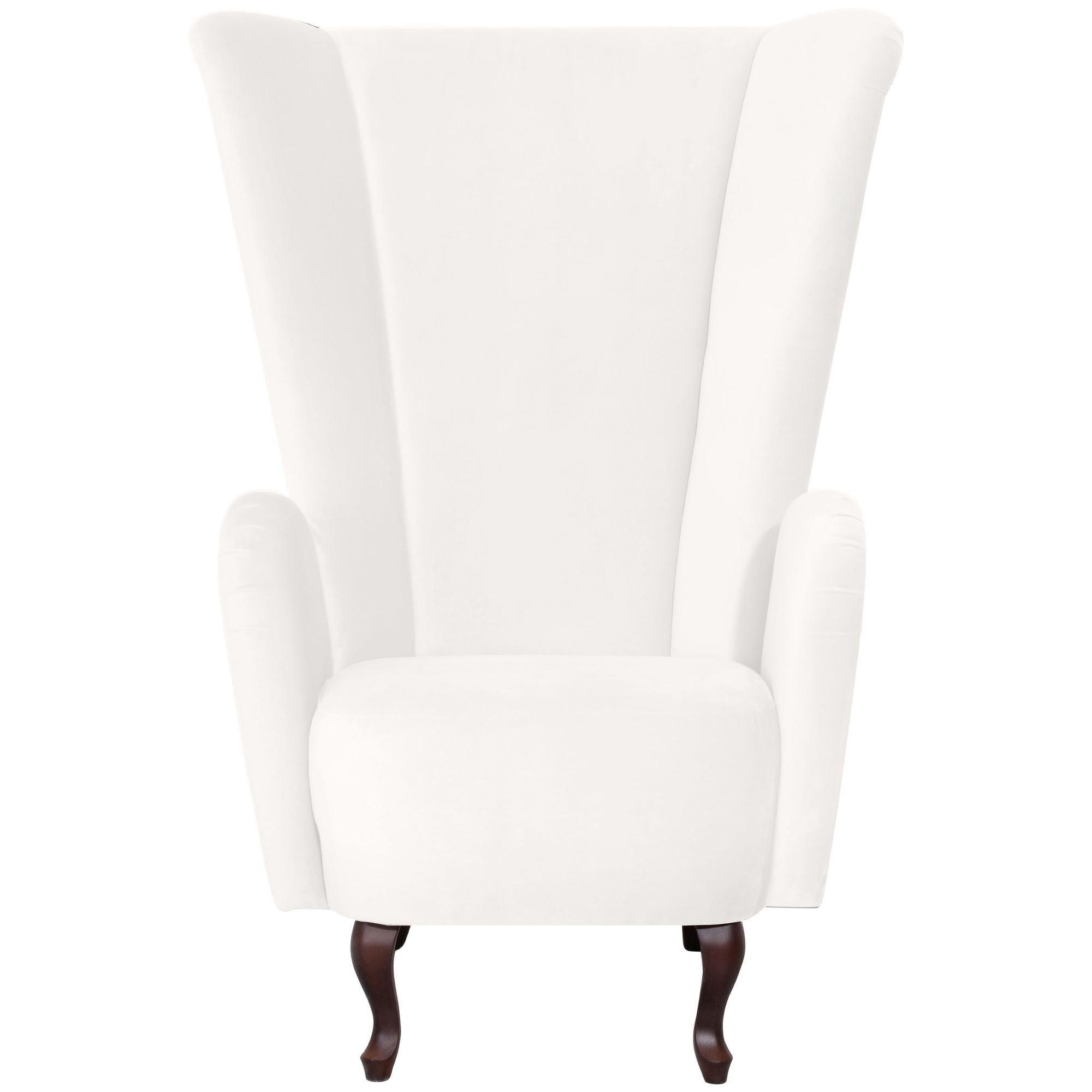 HOCHLEHNSESSEL Kailey Bezug Velourstoff Buche nussbaum dunkel / creme - Weiß, Kunststoff (96/122/89cm) - 58aufmkessel