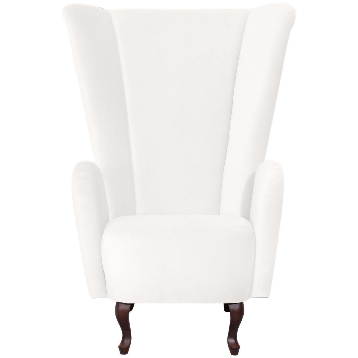 HOCHLEHNSESSEL Kailey Bezug Velourstoff Buche nussbaum dunkel / creme - Weiß, Kunststoff (96/122/89cm) - 58aufmkessel