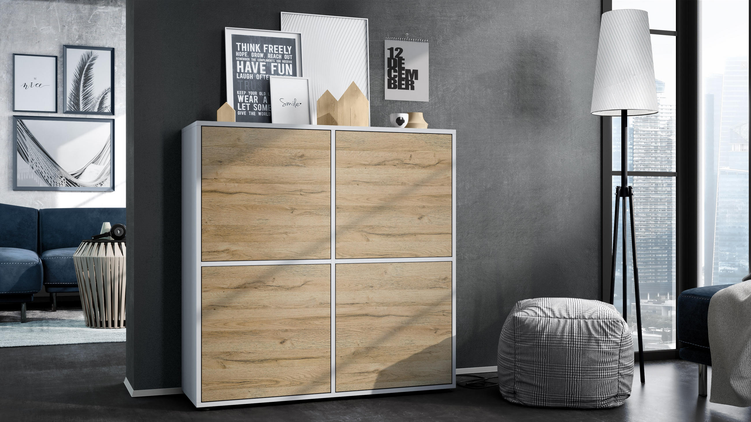 HIGHBOARD Cuba Türen in Eiche Natur - Eichefarben, Holzwerkstoff (104/105.5/35.5cm) - Vladon