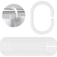DUSCHVORHANGRINGE Weiß Kunststoff Set mit Haken für Stangen Badezimmer - Weiß, Kunststoff (4.2/6cm) - MCBOSON