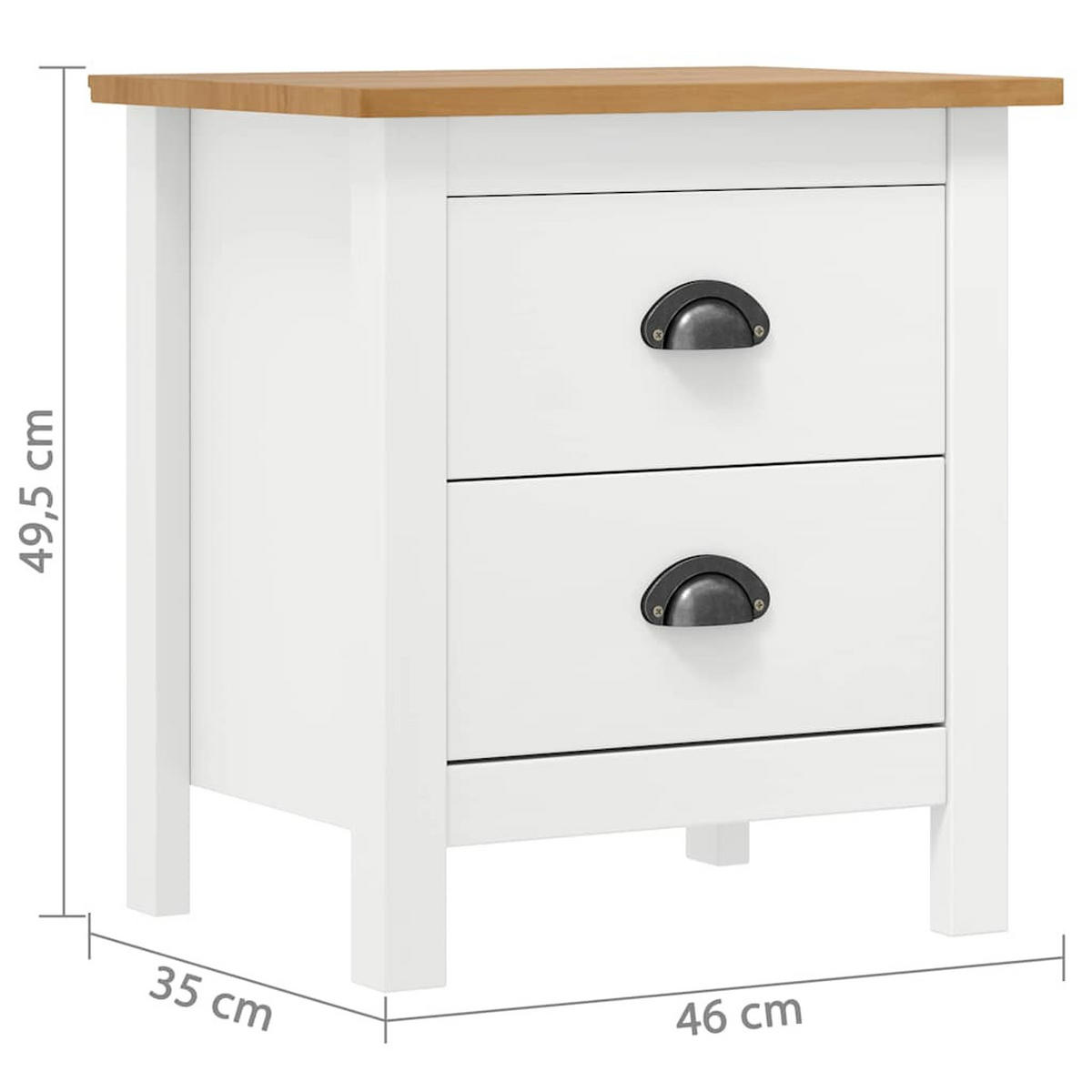 NACHTTISCH 2Er Set Weiss 46/35/49,5 Cm Massivholz Kiefer - Weiß, Holz (35/49.5/46cm) - vidaXL