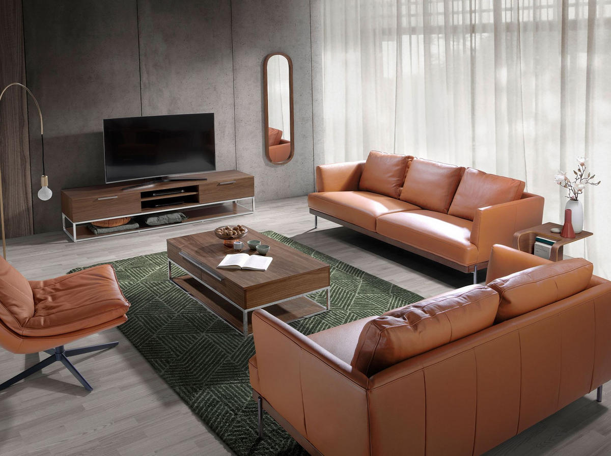 COUCHTISCH Rechteckiger Couchtisch Nussbaum und verchromter Stahl 120/70/37 cm - Edelstahlfarben/Nussbaumfarben, Holz (70/120/37cm) - ANGEL CERDA