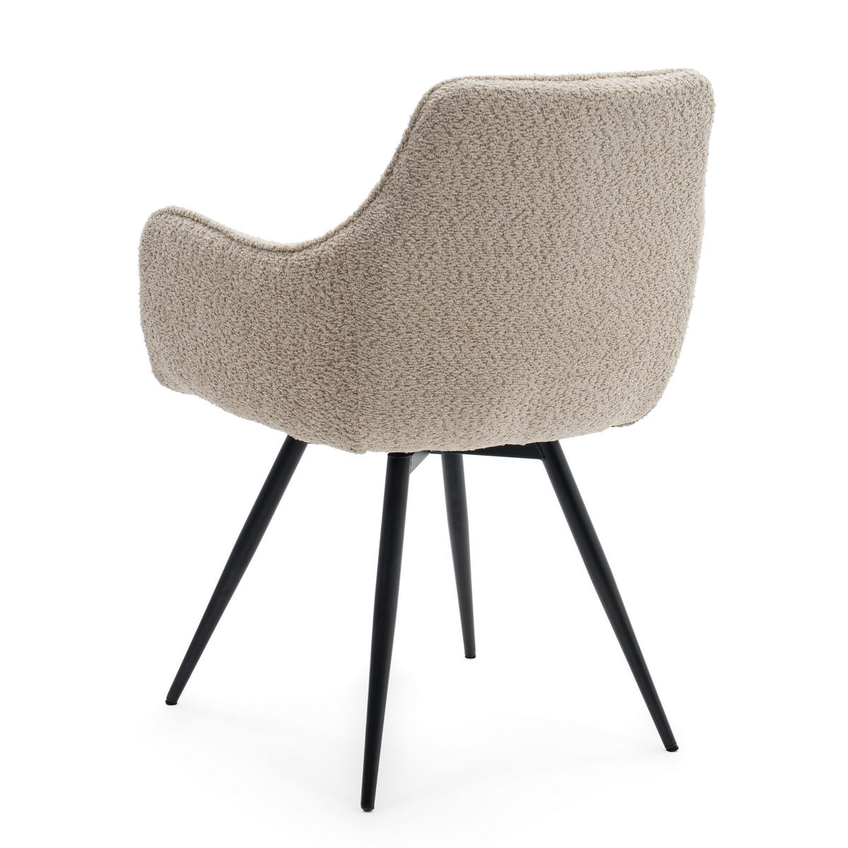 STUHL QUATTRO drehbar gepolsterter mit Steppung - hellbeige - Boucle - Ecru/Schwarz, Textil/Metall (58/86/60cm) - NEW HOME