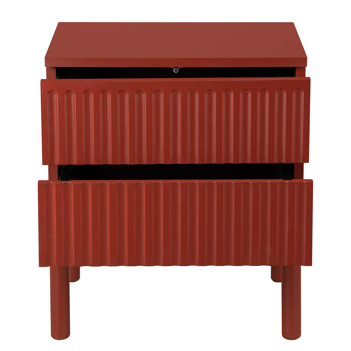 NACHTKOMMODE - Teilmassivholz - Rot, Holz/Holzwerkstoff (48/55/40cm) - home24