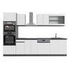 KÜCHENZEILE R-Line Weiß/Anthrazit 300 cm J-Shape mit Hochschrank ohne AP - Anthrazit/Weiß, Holzwerkstoff (300/81.6/46cm) - Vicco