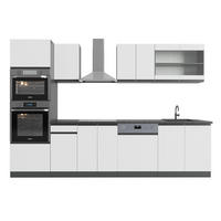 KÜCHENZEILE R-Line Weiß/Anthrazit 300 cm J-Shape mit Hochschrank ohne AP - Anthrazit/Weiß, Holzwerkstoff (300/81.6/46cm) - Vicco