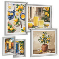 BILDER SET 5er Set - 50x50 cm & 20x30 cm & 40x60 cm Silberner Rahmen - Bunte Strandhäuser - Silberfarben, Kunststoff (40/60cm) - TULUP