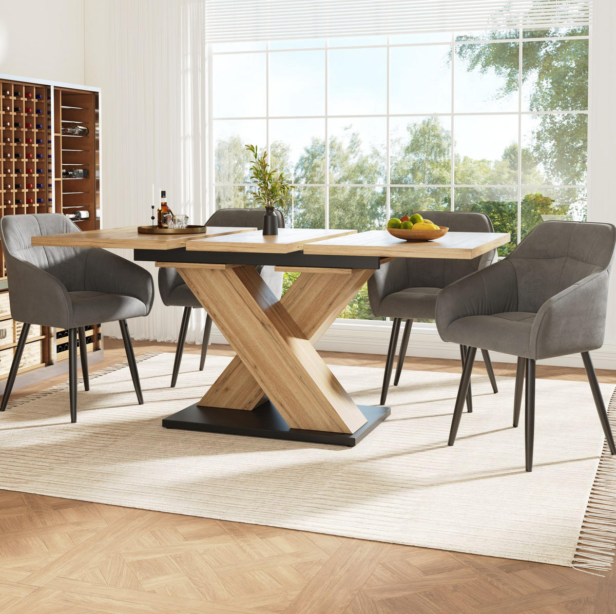 ESSTISCH 119-158,5/75/80 cm Naturfarben aus MDF ausziehbar - Hellbraun, Holzwerkstoff (158.5/80/75cm) - OKMYHOME