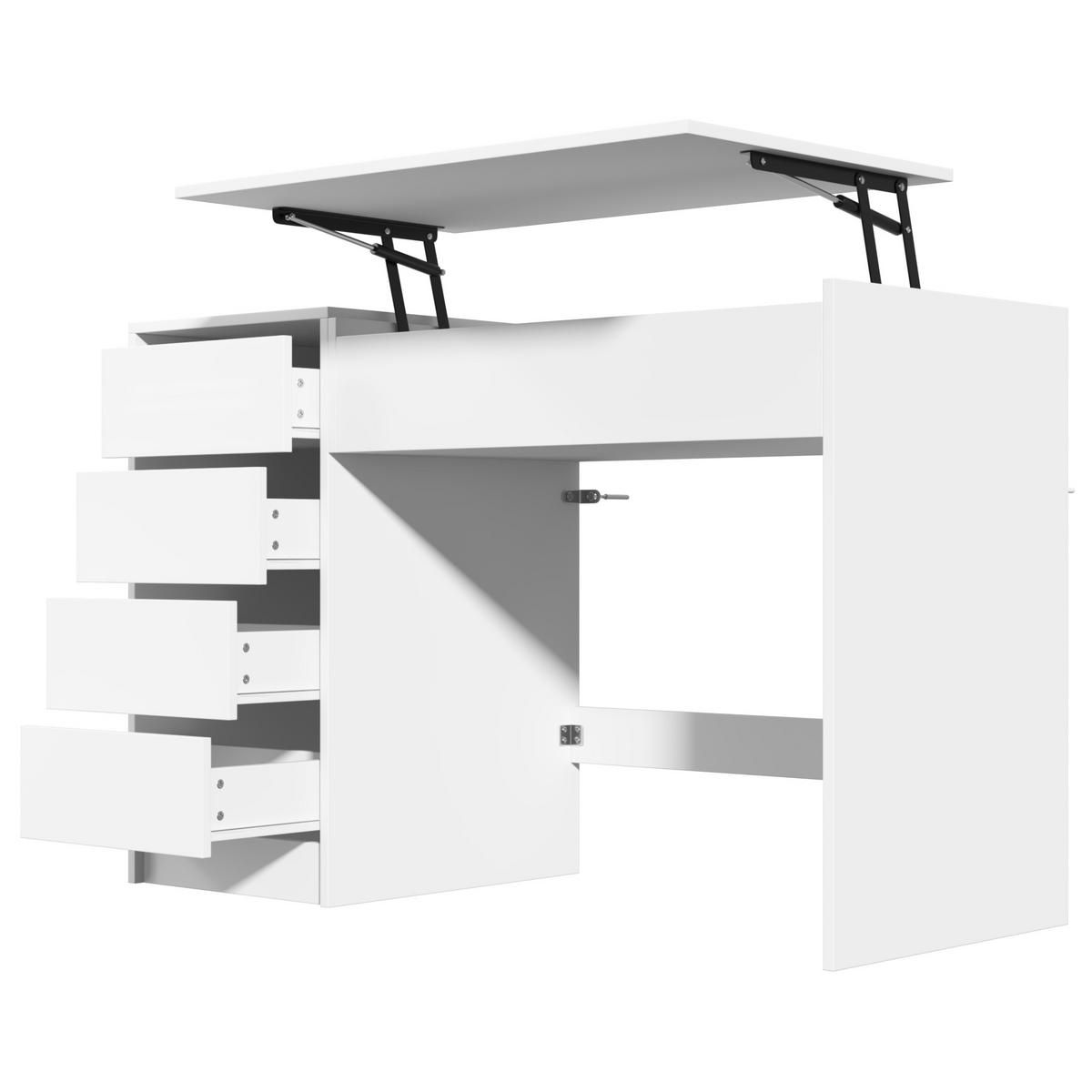 SCHREIBTISCH Weiß 120/50/78-92 cm mit 4 Schubladen manuell höhenverstellbar - Weiß, Holzwerkstoff (50/120/78cm) - PANGIVO