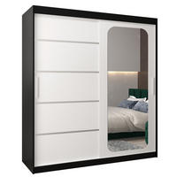 SCHWEBETÜRENSCHRANK 200/180/62 2-türig - Silberfarben/Schwarz, Holz/Kunststoff (180/200/62cm) - Abiks Möbel