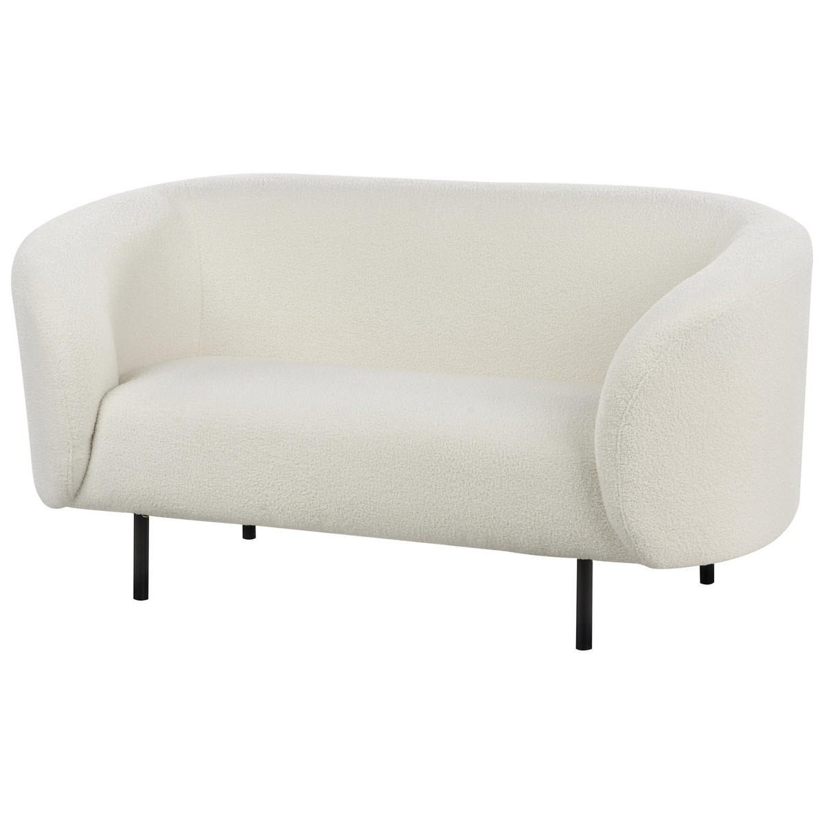 2-SITZER-SOFA Bouclé weiß/schwarz Loen - Schwarz/Weiß, Textil (155/79/70cm) - Beliani