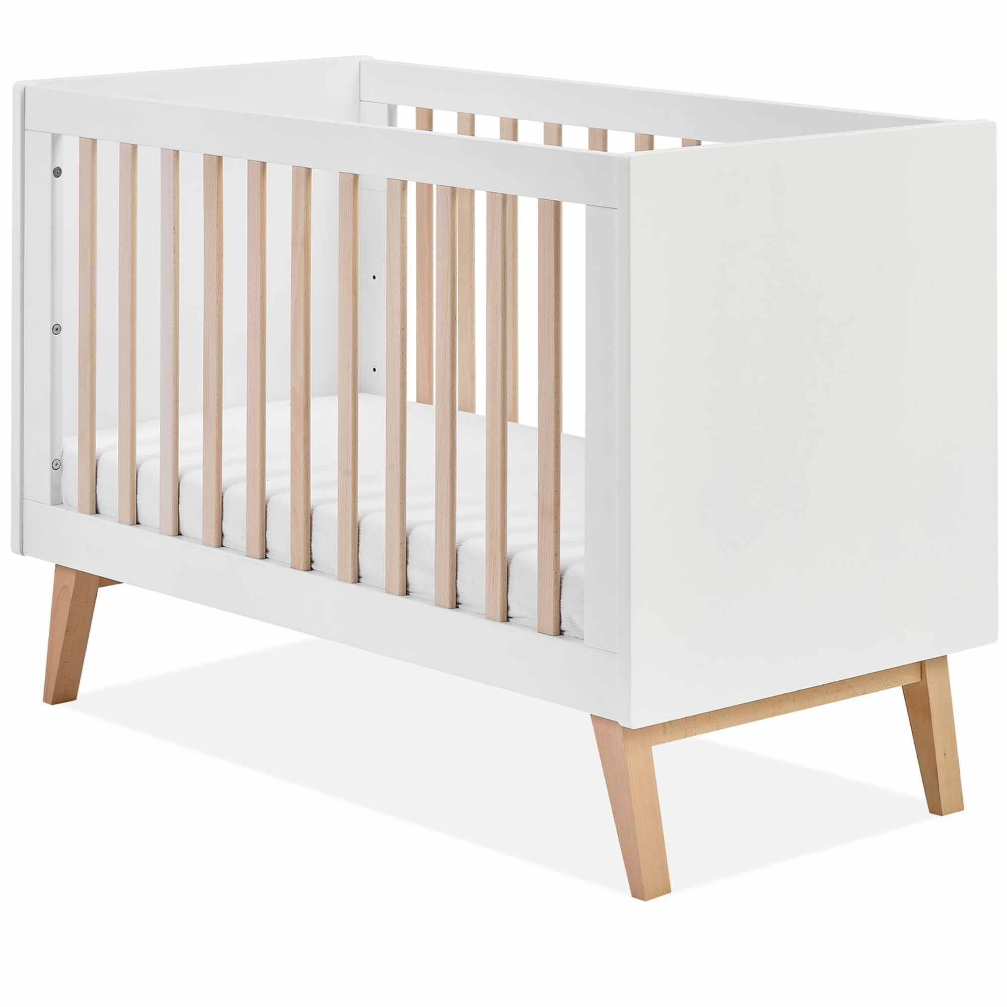GITTERBETT Dambi mit Höhenverstellung - Weiß, Holz (125/90/66cm) - KONSIMO®
