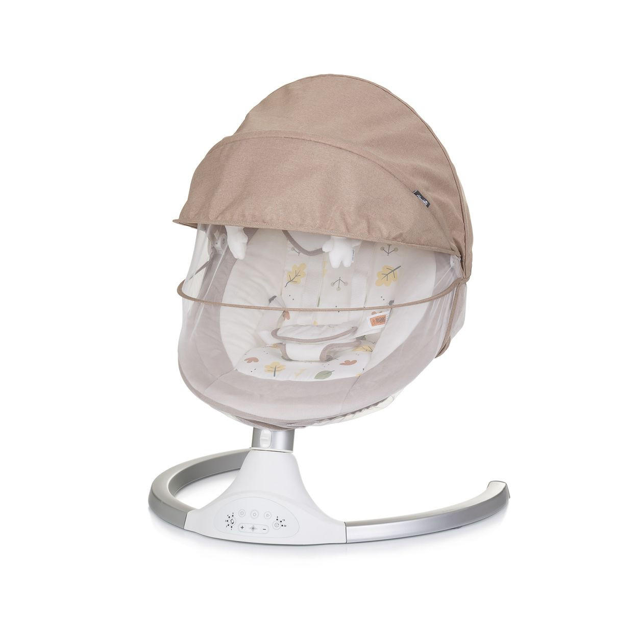BABYWIPPE Brida beige Moskitonetz, Fernbedienung, 5 Schaukelgeschwindigkeiten, Timer, Kissen - Beige, Metall - Chipolino