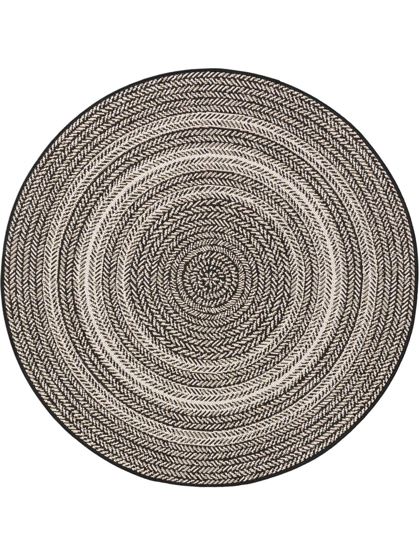 OUTDOORTEPPICH rund Metro Schwarz/Weiß ø 120 cm rund - Schwarz/Weiß, Kunststoff (120/1cm) - KUNSTLOFT