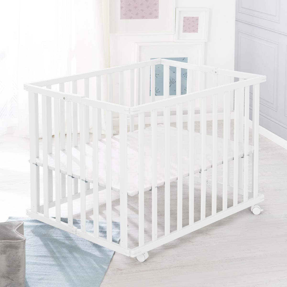 LAUFGITTER KLAPPBAR weiß - Weiß, Holzwerkstoff (74/72.5/100cm) - Roba