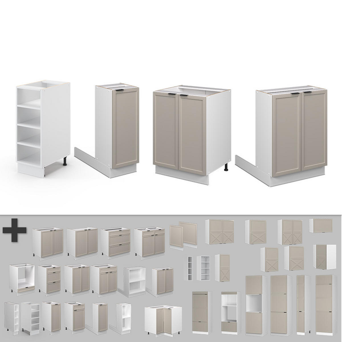 KÜCHENINSEL Fame-Line GrauBeige 90 cm ohne AP - Weiß/Grau, Holzwerkstoff (90/82/60cm) - Vicco